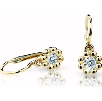 Šperk Cutie Kids Jewellery C2030-10-10-x-1 Zlaté dětské náušnice kytičky na brizuru Cutie C2030 White – zlatý šperk ryzosti 585/1000 v Dárkovém balení s Certifikátem GBEYB-00370