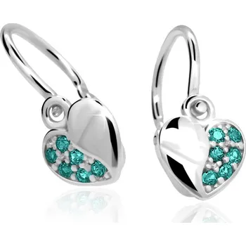 Náušnice Cutie Kids Jewellery c2160-10-80-x-2 Dětské náušnice srdíčka z bílého zlata na brizuru Cutie C2160 Mint Green – zlatý šperk ryzosti 585/1000 v Dárkovém balení s Certifikátem GBEWS-00435