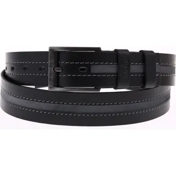 Opasek Pánský kožený opasek Black Hand 100-98 černý NADMĚRNÁ DÉLKA Velikost = obvod pasu (cm): 140 cm