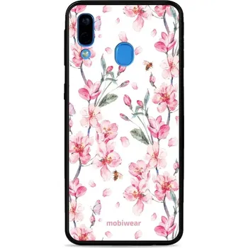 Pouzdro na mobilní telefon Lesklý kryt Mobiwear Glossy - Samsung Galaxy A40 - G033G - Růžové květy (Prémiové lesklé pouzdro, obal, kryt Mobiwear Glossy na mobil Samsung Galaxy A40 - G033G - Růžové květy, materiál Plast + TPU silikon - krytí po všech stranách, neošoupatelný potisk,)