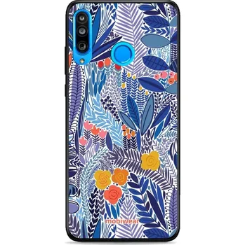 Pouzdro na mobilní telefon Lesklý kryt Mobiwear Glossy - Huawei P30 Lite - G037G - Modrá květena (Prémiové lesklé pouzdro, obal, kryt Mobiwear Glossy na mobil Huawei P30 Lite - G037G - Modrá květena, materiál Plast + TPU silikon - krytí po všech stranách, neošoupatelný potisk, tenk