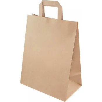 Obalový materiál Papírová EKO taška 320x120x410mm ploché ucho hnědá 100 ks