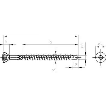 Šroub Nerezový vrut Art. 9241 AISI 410 4,0X35/24 TX15