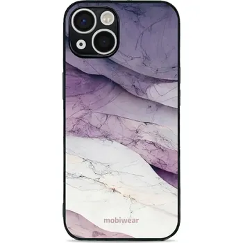 Pouzdro na mobilní telefon Lesklý kryt Mobiwear Glossy - Apple iPhone 13 - G028G - Bílý a fialový mramor (Prémiové lesklé pouzdro, obal, kryt Mobiwear Glossy na mobil Apple iPhone 13 - G028G - Bílý a fialový mramor, materiál Plast + TPU silikon - krytí po všech stranách,)