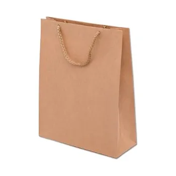 Obalový materiál Papírová EKO taška 170x70x250mm PP ucho hnědá 100 ks