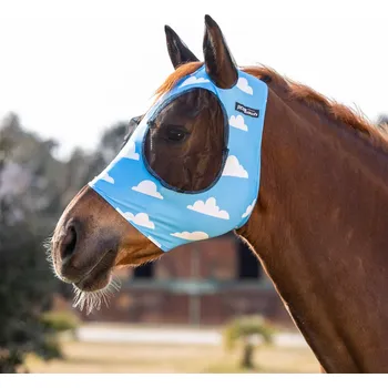 Koňská maska proti hmyzu Maska Pro-Tech LYCRA modré mraky L