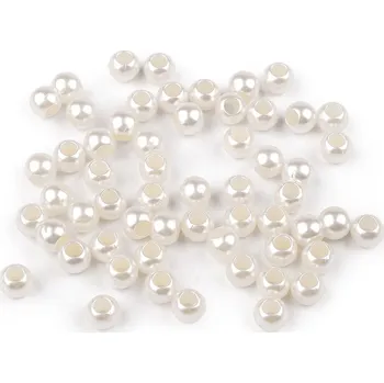 Dětské navlékací korálky Plastové perly s velkým průvlekem Ø8 mm, barva 1 perlová