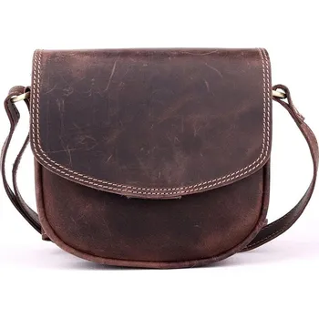 Pevná kožená crossbody kabelka HGL no. 962 hnědá | KabelkyproVas.cz