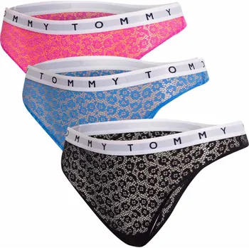 Kalhotky TOMMY HILFIGER DÁMSKÉ KALHOTKY TANGA 3P THONG BLACK/BLUE/PINK UW0UW02524 0VH Velikost: XS