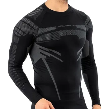 Pánské termoprádlo Funkční tričko Brubeck Dry černá/grafitová vel. M