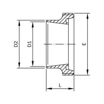 Vodovodní potrubí Hrdlo závitové-dlouhé-DIN/ISO-leštěné-1.4404: DN 50/60,3