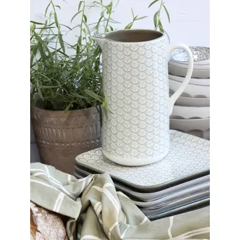 Zelený porcelánový džbán s ornamenty Arés Verte - 15*9*20cm / 1100ml