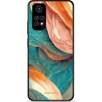 Pouzdro na mobilní telefon Lesklý kryt Mobiwear Glossy - Xiaomi Redmi Note 11S - G025G - Azurový a oranžový mramor (Prémiové lesklé pouzdro, obal, kryt Mobiwear Glossy na mobil Xiaomi Redmi Note 11S - G025G - Azurový a oranžový mramor, materiál Plast + TPU silikon - krytí po všech)