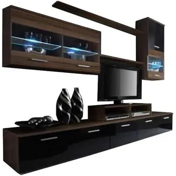 Obývací stěna Logo II 907-0023/001 švestka/lesklá černá Obývací stěna Obývací stěna Logo II 907-0023/001 švestka/lesklá černá