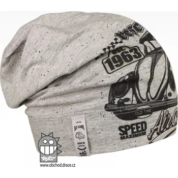 Čepice Bavlněná čepice Dráče - Polo 50, šedý melír, auto Barva: Šedá, Velikost: 54-56