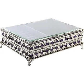 Organizér do auta Šperkovnice DKD Home Decor Tradiční Sklo Kov Stříbřitá Fialová (24 x 18 x 7 cm)