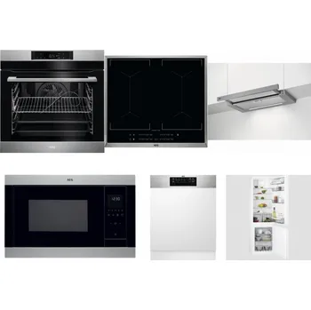 Set domácích spotřebičů AEG BPK742380M + AEG Mastery DoubleBridge IKE64450XB + AEG DPE5660M + AEG Mastery MSB2547D-M + AEG FEE72706PM + AEG Mastery NoFrost SCB618F6TS