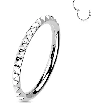 Piercing Atreya Segmentový kroužek s otevíráním ze 14kt zlata 585/1000 a pyramidkovým vzorem Barva: Bílé zlato, Velikost: 1,2 mm, Délka / Průměr: 8 mm