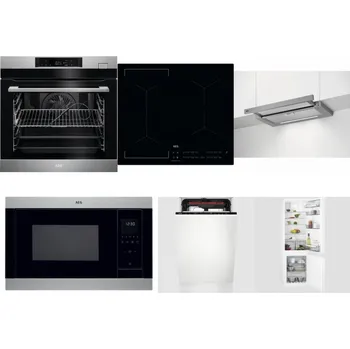 Set domácích spotřebičů AEG BSK782380M + AEG Mastery Bridge IKE64441IB + AEG DPE5660M + AEG Mastery MSB2547D-M + AEG Mastery MaxiFlex FSE73507P + AEG Mastery NoFrost SCB618F6TS