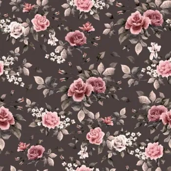 Funkční tričkovina, šatovka, úplet LINDA, vzor růže, látka, metráž