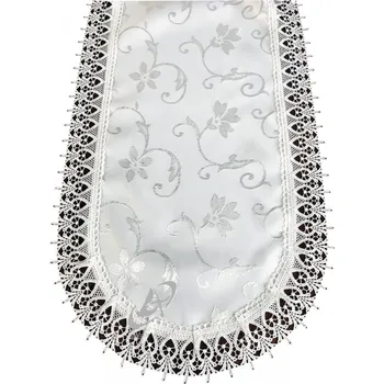 ubrus Luxusní oválný ubrus s jemnou výšivkou a krajkou Šířka: 80 cm | Délka: 140 cm