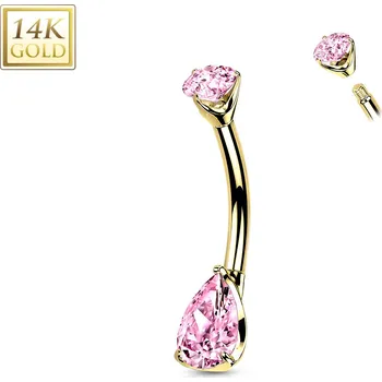 Piercing Šperky4U Zlatý piercing do pupíku - zirkon ve tvaru kapky, Au 585/1000 - ZL01226-YGP