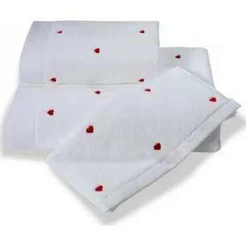 Ručník Soft Cotton Soft Cotton Dárkové balení ručníků a osušek MICRO LOVE Bílá / červené srdíčka - 8698642055476