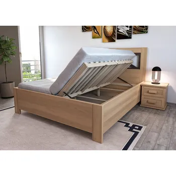 Postel Nábytek Rovder Postel Orion s úložným prostorem, Rovder Výběr moření: Žlutá, Rozměr postele: 160x200, Druh dřeva: Bukový masiv