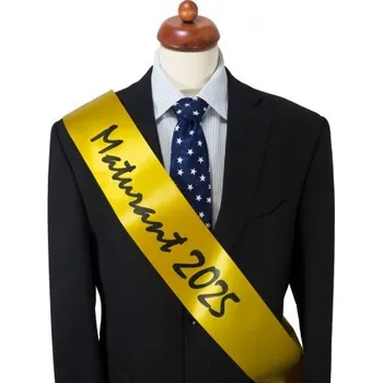 Party dekorace Maturitní šerpa zlatožlutá - saténová