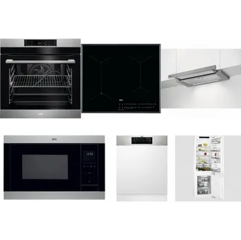 Set domácích spotřebičů AEG BPK742380M + AEG Mastery SenseFry IAE64431FB + AEG DPE5660M + AEG Mastery MSB2547D-M + AEG FEE72706PM + AEG Mastery FlexiShelf SCE818D3LC