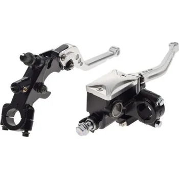 Brzda pro motocykl sada brzdová pumpa přední brzdy + páčka spojky kompl. stříbrná s držákem pro zrcátka