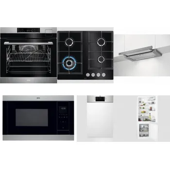 Set domácích spotřebičů AEG BSK792380M + AEG Mastery SpeedBurner HKB64420NB + AEG DPE5660M + AEG Mastery MSB2547D-M + AEG Mastery MaxiFlex FEE73517PM + AEG Mastery NoFrost SCB618F6TS