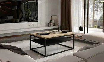 Konferenční stolek Eltap Vince 100 x 60 x 46 cm kov/lamino černý/dub sonoma