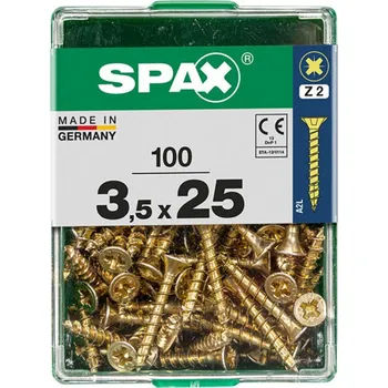 Vrut SPAX Vrut 3,5x25, zápustná hlava, PZ, YELLOX, 100 ks (M)
