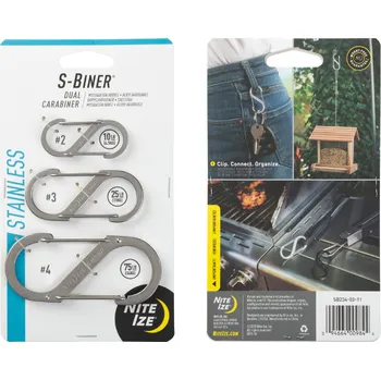 Vybavení pro přežití Nite Ize S-Biner Stainless Steel Ocelová oboustranná karabina velikost a barva: COMBO 3 pack nerez