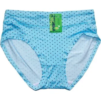 Dámské kalhoty Bambusové dámské kalhotky do pasu puntíček modrá 1808 - 603/585