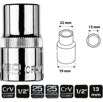 Autodílna Hlavice šestihran 1/2", 13 mm, , TOPEX, 08-413