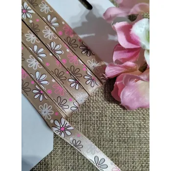 Stuha Luxusní saténová stuha s květy v šíři 10 mm