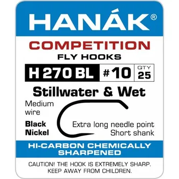 Rybářský háček Muškařský háček Hanák Competition jezerní a mokré mušky č. 16, 25 ks (H270BL)