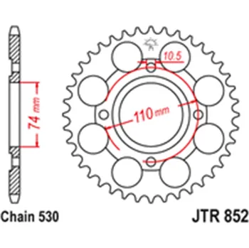 Řetězová sada pro motocykl Zadní rozeta Ocelová JTR852 41 zubů