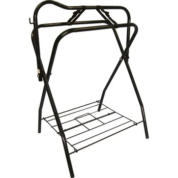 Stájové vybavení Stojan na sedlo pro koně trubkový skládací kovový černý