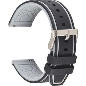 Příslušenství k chytrým hodinkám eses Silikonový řemínek dvoubarevný proužek - Šedo černý, 24 mm