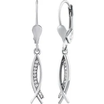 Náušnice Zlaté visací náušnice Arien z bílého zlata s Brilliance Zirconia QR108EGW