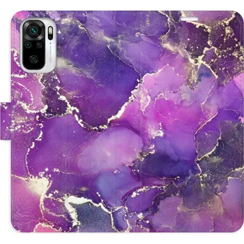 Pouzdro na mobilní telefon Flipové pouzdro iSaprio - Purple Marble - Xiaomi Redmi Note 10 / Note 10S