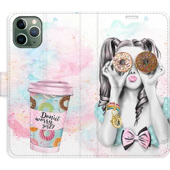 Pouzdro na mobilní telefon Flipové pouzdro iSaprio - Donut Worry Girl - iPhone 11 Pro