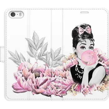 Pouzdro na mobilní telefon Flipové pouzdro iSaprio - Girl with bubble - iPhone 5/5S/SE