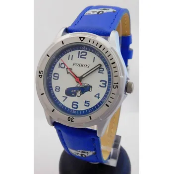 Hodinky Foibos Chlapecké modré hodinky Foibos CK3380.2 s autem - závoďákem (Foibos Chlapecké modré hodinky Foibos CK3380.2 s autem - závoďákem)