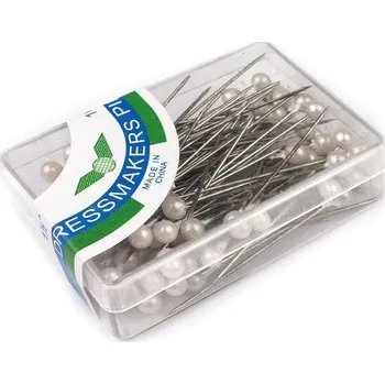 Špendlíky, 38mm, perleťová hlava (100ks), bílé