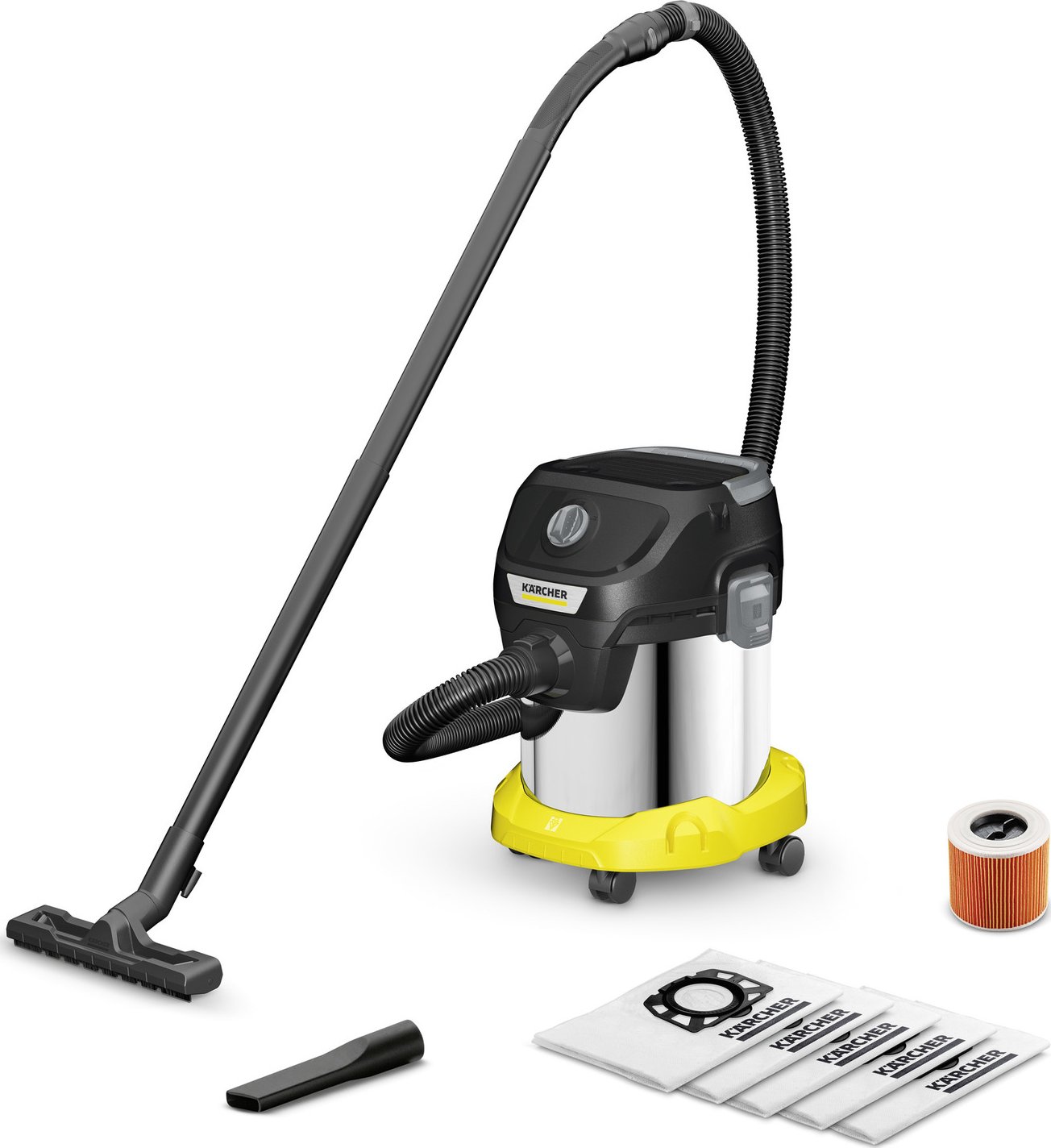 Aspirateur Eau Et Poussière Kärcher WD 2 Plus – 1000 W, Réservoir 15 L, Fonction Soufflage, Pour Intérieur Extérieur