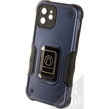 Pouzdro na mobilní telefon 1Mcz Panzer Ring odolný ochranný kryt s držákem na prst pro Apple iPhone 12 tmavě modrá (dark blue)